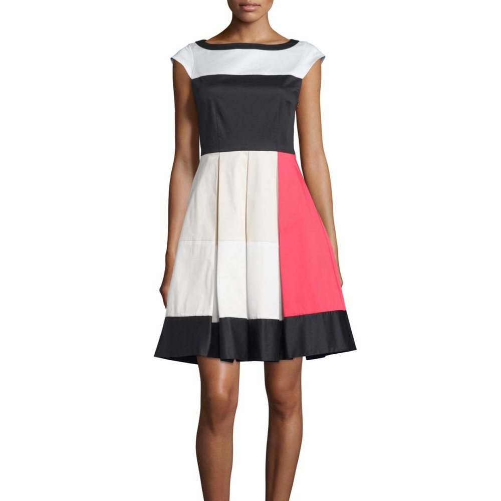 Kate Spade ♠️ Adette Cap Sleeves Color Block Pleated Fit & Flare Dress, Size 8